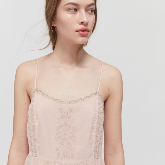 uo hanna embroidered maxi dress Dusty Blue / 0 USA main image 0